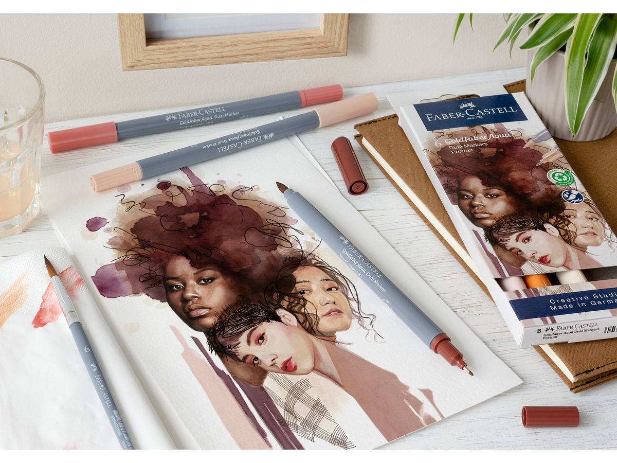 FABER-CASTELL Goldfaber Dual Marker 164523 Portrait, 6 colori (4005401645238)