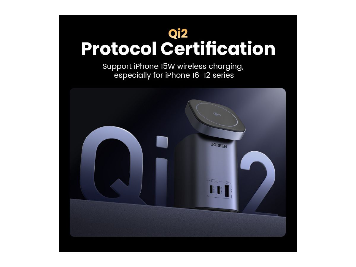 UGREEN Desktopcharger 2-in-1, 65W 55321 Wireless,Qi2,GaN (6941876253210)