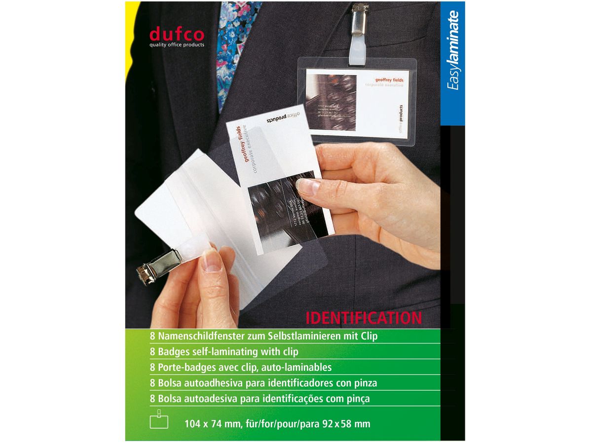 DUFCO Karten Self. lam. 53102.001 74x104mm mit clip 8 Stück (7610259005621)