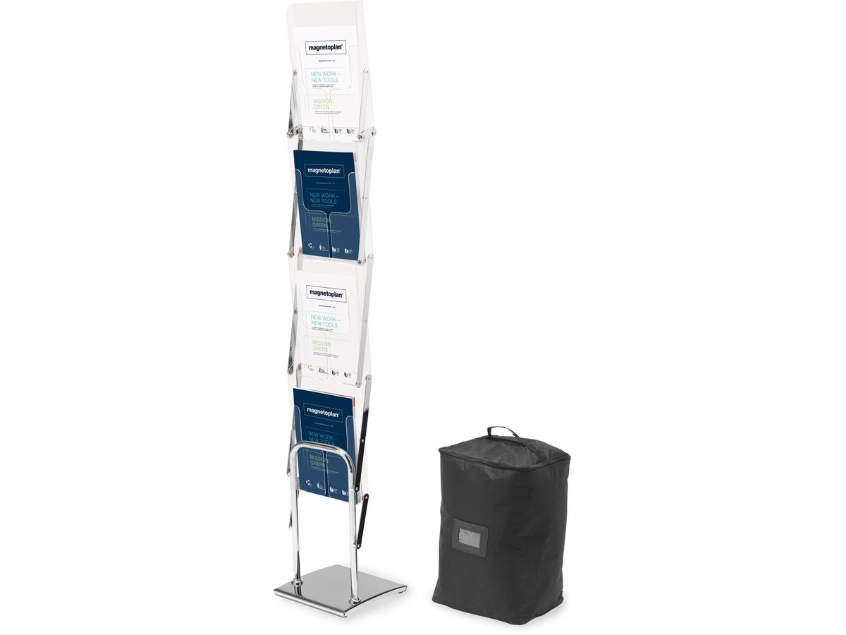 DEFLECTO Prospektständer klappbar A4 36200 silber Aluminiumrahmen (5055425953115)