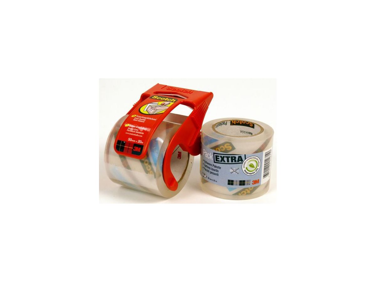 SCOTCH Verpackungsband Promo 48mmx20m E5020D-P transp., mit Abroller 2 Rollen (4054596470156)
