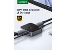 UGREEN Switch 2 In 1 Out 65878 DisplayPort+USB-C, Grey,BB (6941876268788)