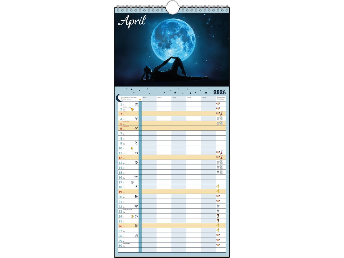 HEYNE Mond-Familienplaner 2026 9783453239579 1M/1S DE 22.4x48.5cm (9783453239579)