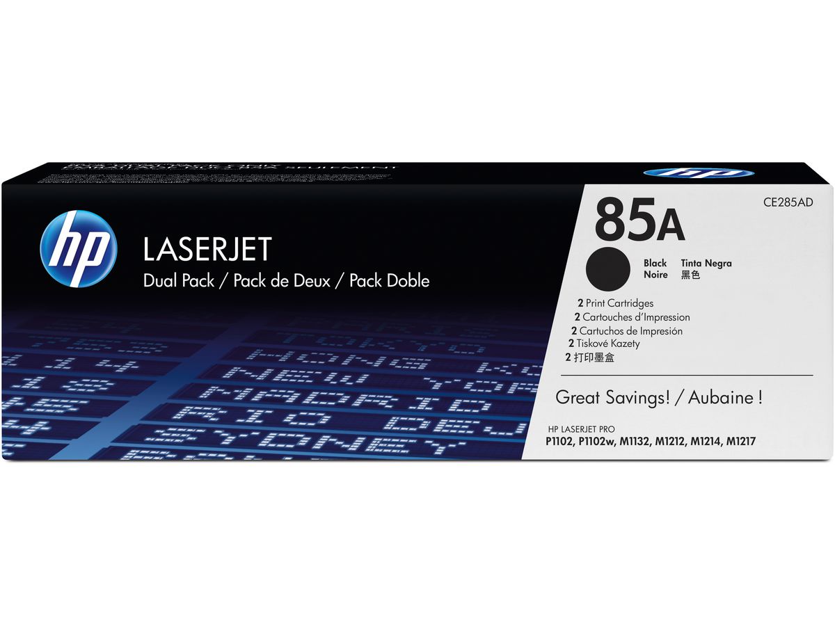 HP Toner-Modul 85A schwarz CE285AD LaserJet Pro P1102 2 Stück (0886111730520)