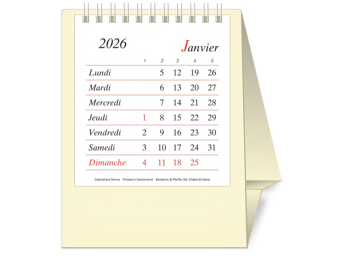 NOVOS Cal. table Pro Bristol F. 2026 508097 1M/1P beige FR 11.5x14cm (9771663508097)