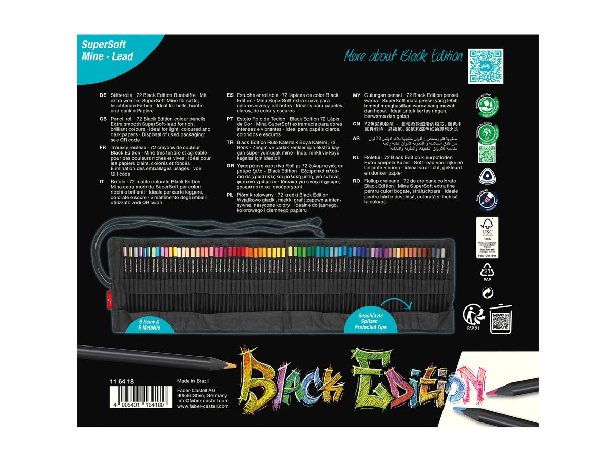 FABER-CASTELL Farbstifte Black Edition 116418 72 Farben (4005401164180)