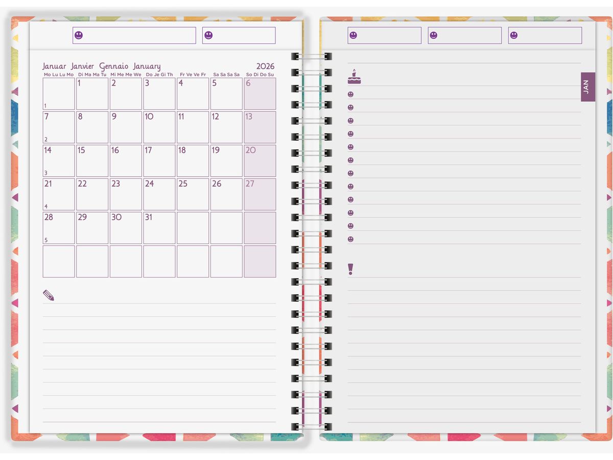 BIELLA Family Organizer Wire-O 2026 809535000026U 1S/2P coloré ML 14.5x20.5cm (7611365524518)