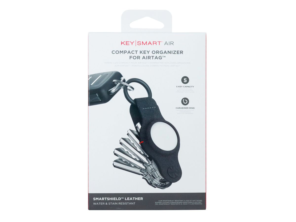 KEYSMART Air Vegan Leather Compact KS040 Key Holder for AirTag, Black (0810024052998)
