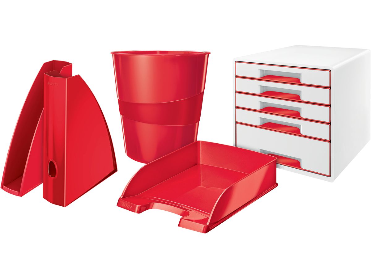 LEITZ Corbeille Courrier WOW A4 5226-30-26 rouge (4002432135196)