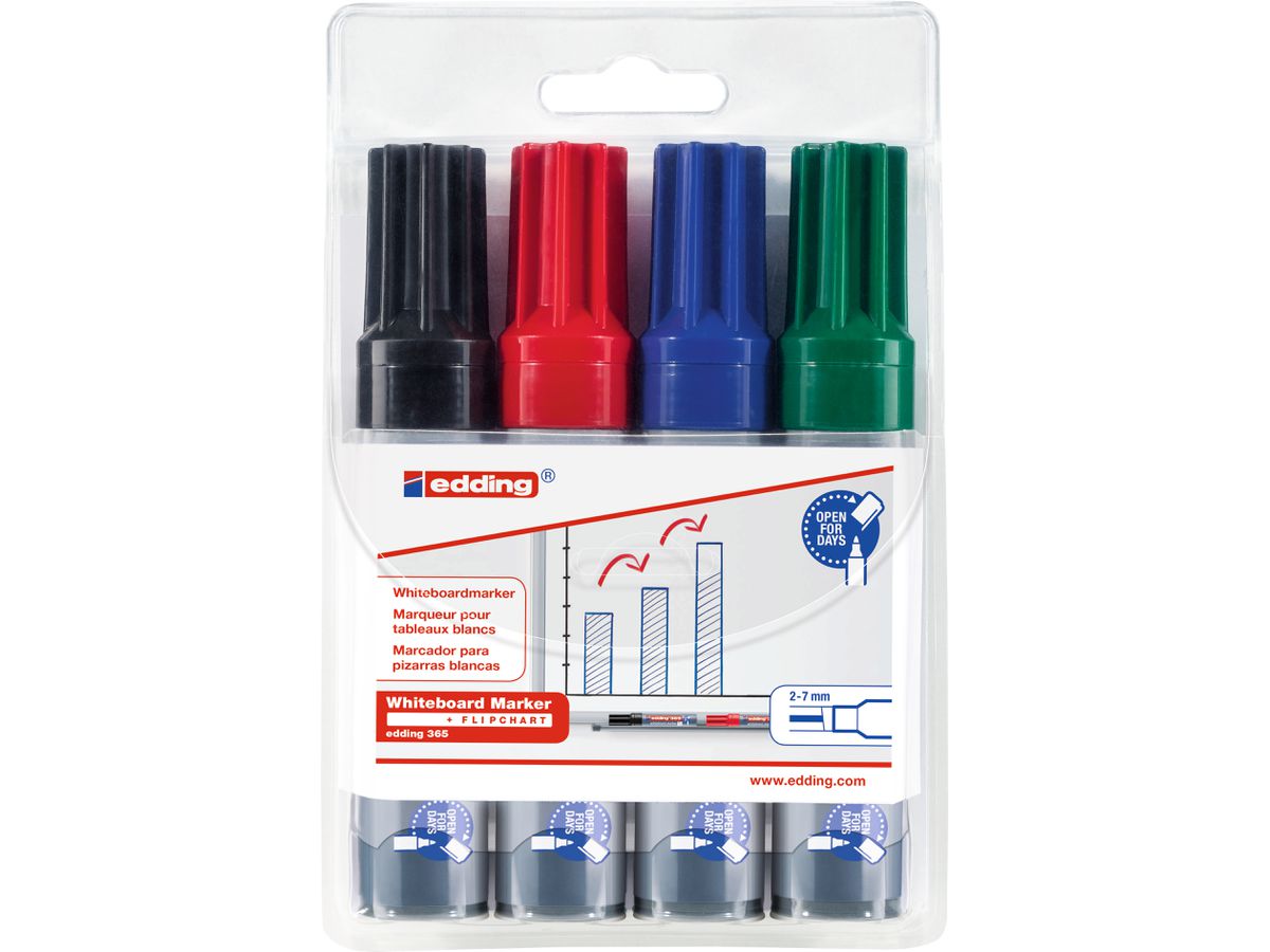 EDDING Whiteboard Marker 365 2-7mm 365-E4 noir,rouge,bleu,vert 4 pcs. (4004764105458)