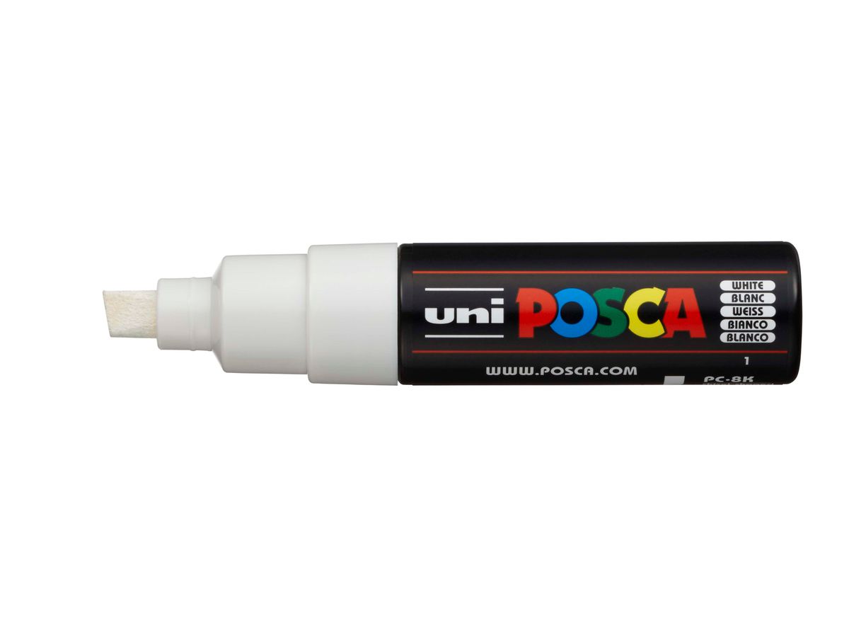 POSCA Marker 8mm PC-8K WHITE weiss, Keilspitze (4902778916599)