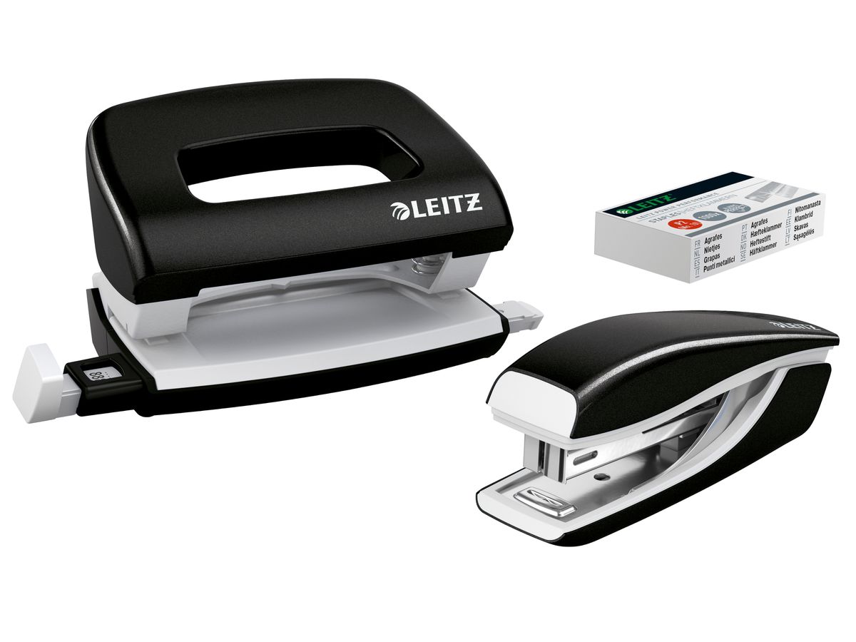 LEITZ Perforateur/Agrafeuse WOW 5561-20-95 noir, Bundle 10 feuilles (4002432122318)