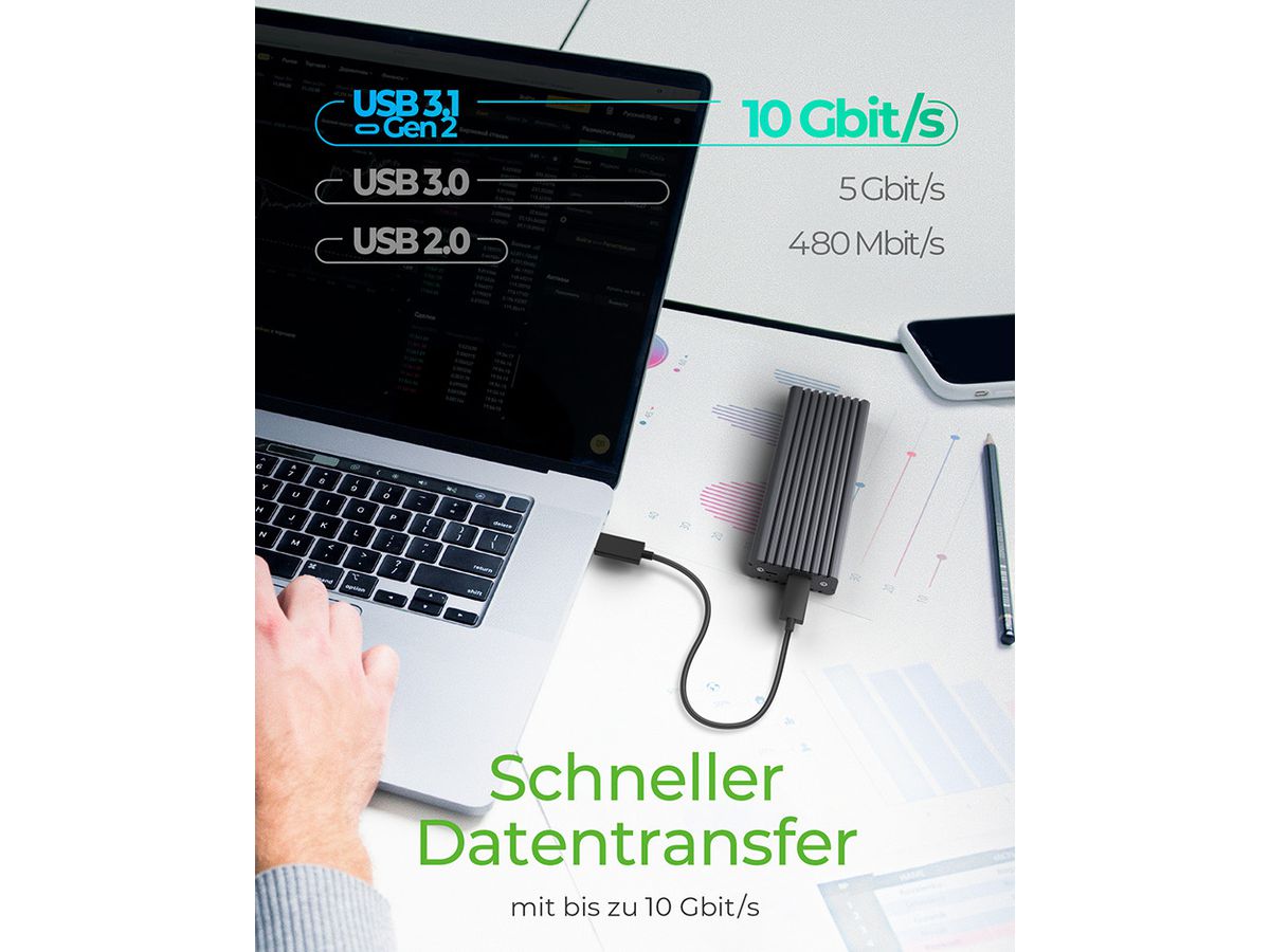 ICY BOX External case M.2NVMe & SATA IB-1817MC-C31 SSD mit USB-C 10GBit/s (4250078172451)