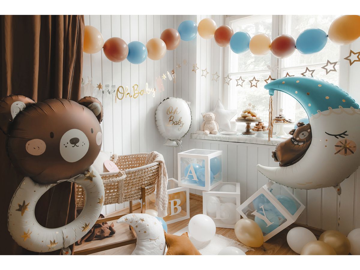 PARTYDECO Palloncino in foil 86cm FB196-001J Orsacchiotto sulla luna blu (5904555028456)