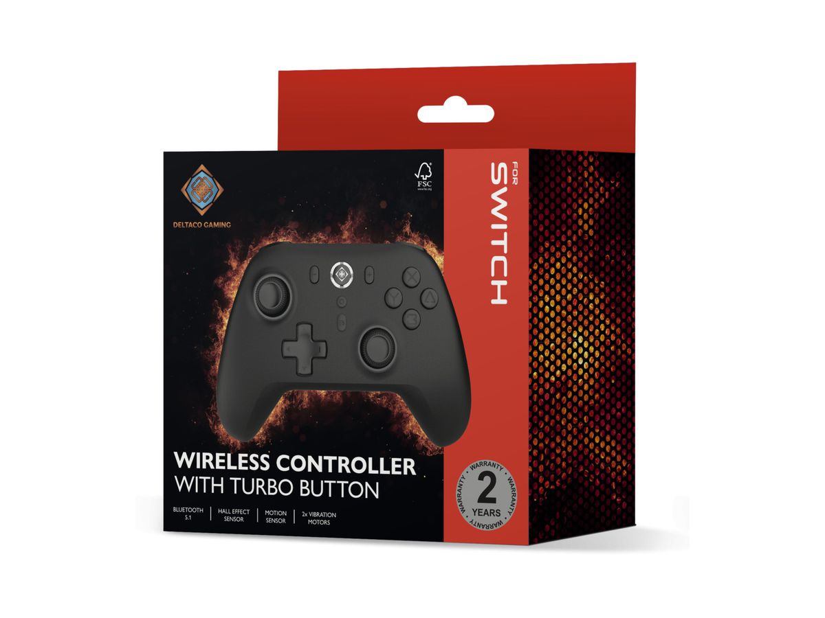 DELTACO GAMING Wireless Controller GAM-179 for Switch, PC,Mobile,Black (7333048066886)
