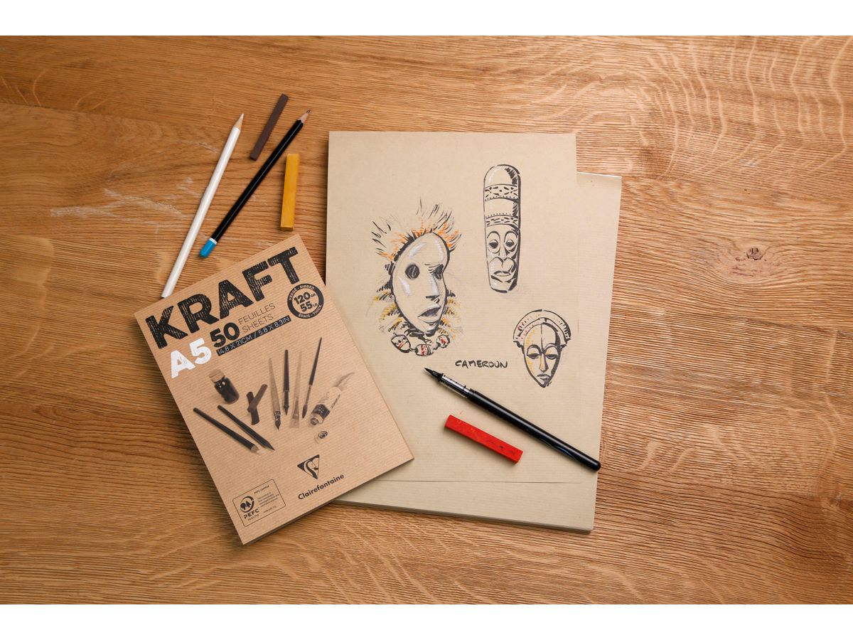 CLAIREFONTAINE Block geleimt A4 96545C Braun 100 Blatt (3329680965452)