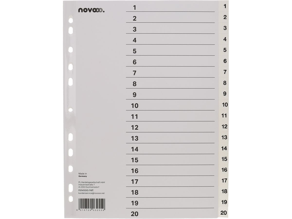 NOVOOO Répertoires PP A4 40999 blanc 1-20 (9010729032559)