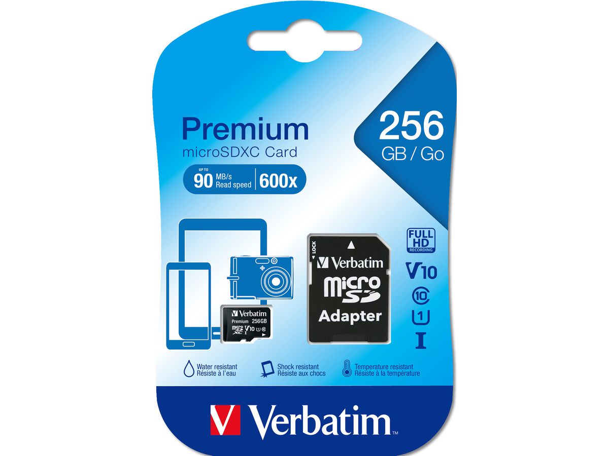 VERBATIM Micro SDXC Card 256GB 44087 with Adapter Class 10. UHS 1 (0023942440871)