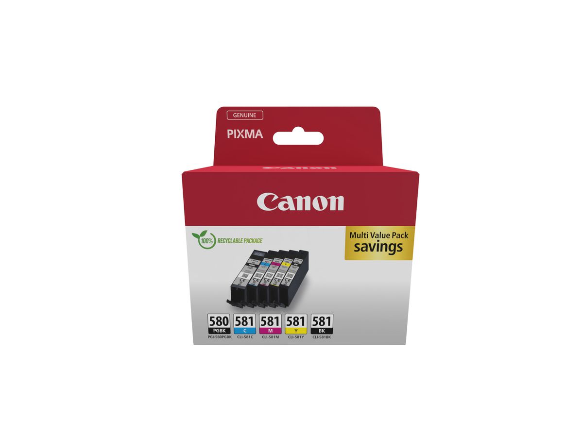 CANON Multipack Tinte PGBKCMYBK PGI-580/1 Pixma TR7550 1x11.2ml/4x5.6ml (8714574679136)