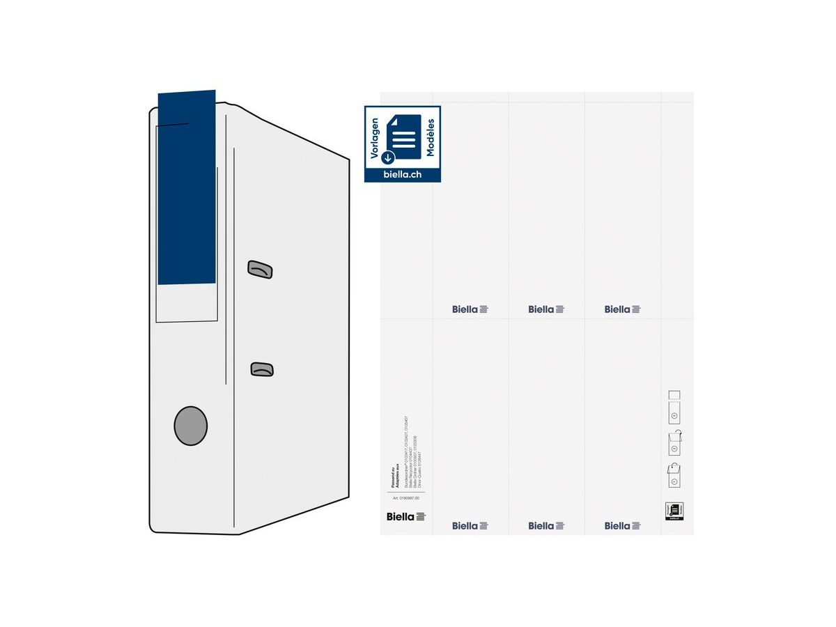BIELLA Rückenschild Ordner 51x145mm 19099700U für 7cm Rücken 60 Stück (7611365268115)