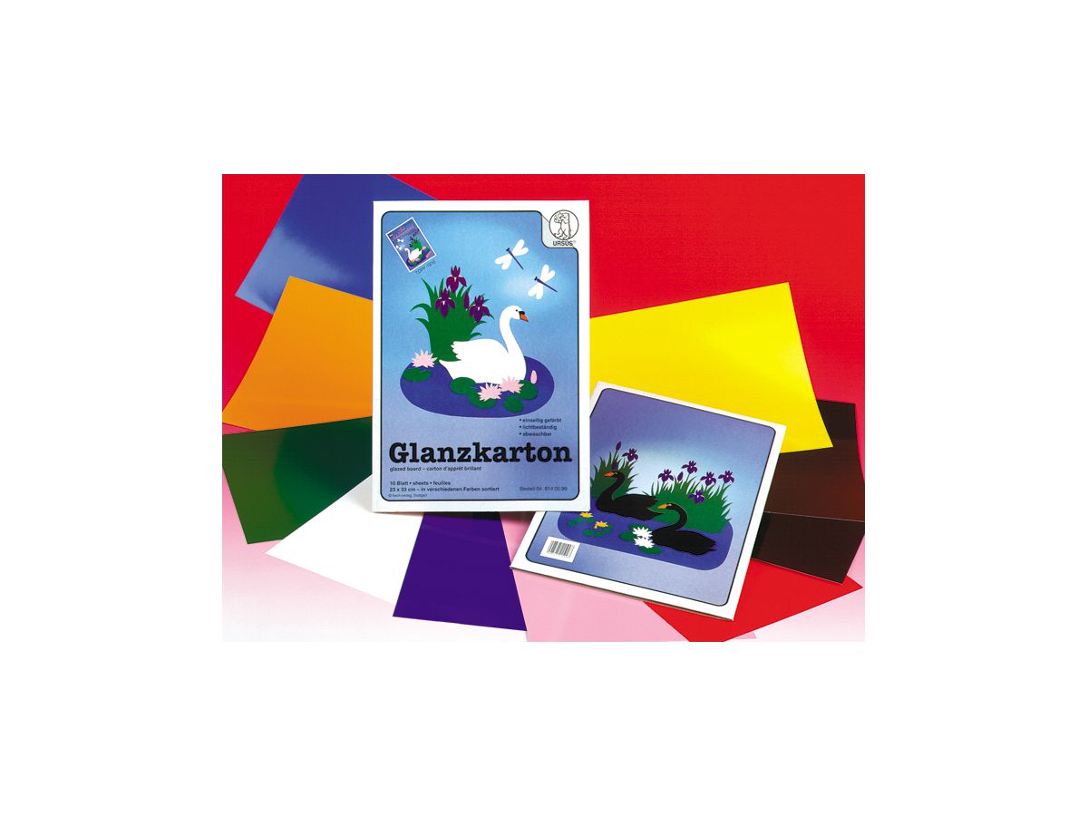 URSUS Glanzkarton 23x33cm 8140099 250g, farbig ass. 10 Blatt (4008525215998)