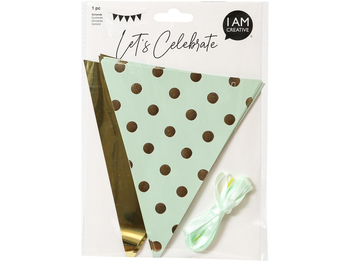 I AM CREATIVE Wimpelgirlande, 3.6m 6010.976 mint, gold (7611983208487)