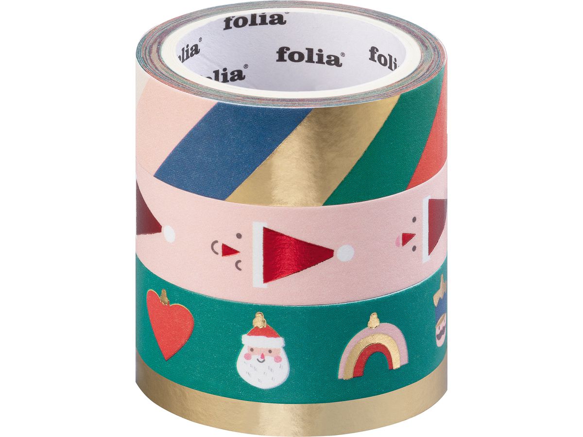 FOLIA Washi Tape Set Merry Jingling 26458 Hotfoil 4 pezzi (4001868135503)