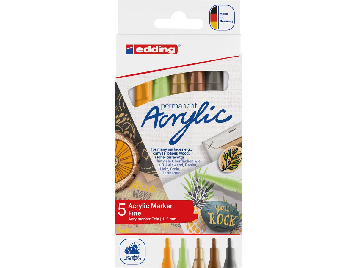 EDDING Acrylmarker 5300 1-2mm 4-5300-5S-1 Nature Set 5 pezzi (4057305063175)