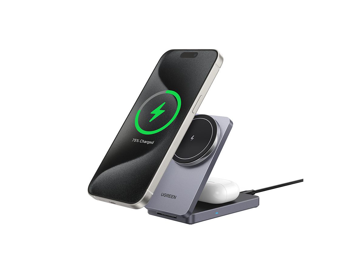 UGREEN Wireless Charger 2in1 ,20W 45056 iPhone, AirPods, Gray (6941876240562)