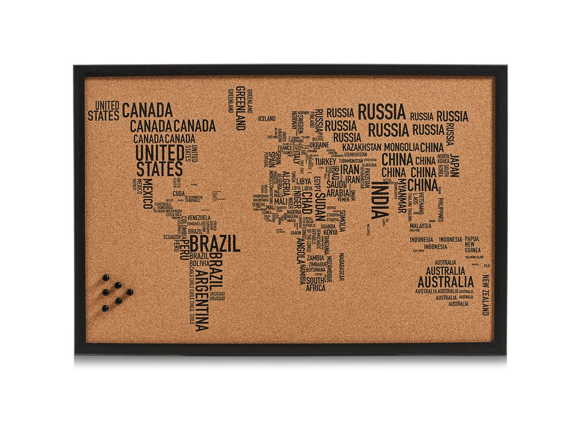 ZELLER Pinboard World letter 59x40 cm 11570 schwarz (4003368115702)