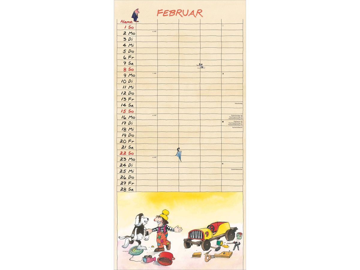 ALPHA EDITION Planif. familial Janosch 2026 160585 1M/1P ML 5 colonnes 22x45cm (4069095005853)