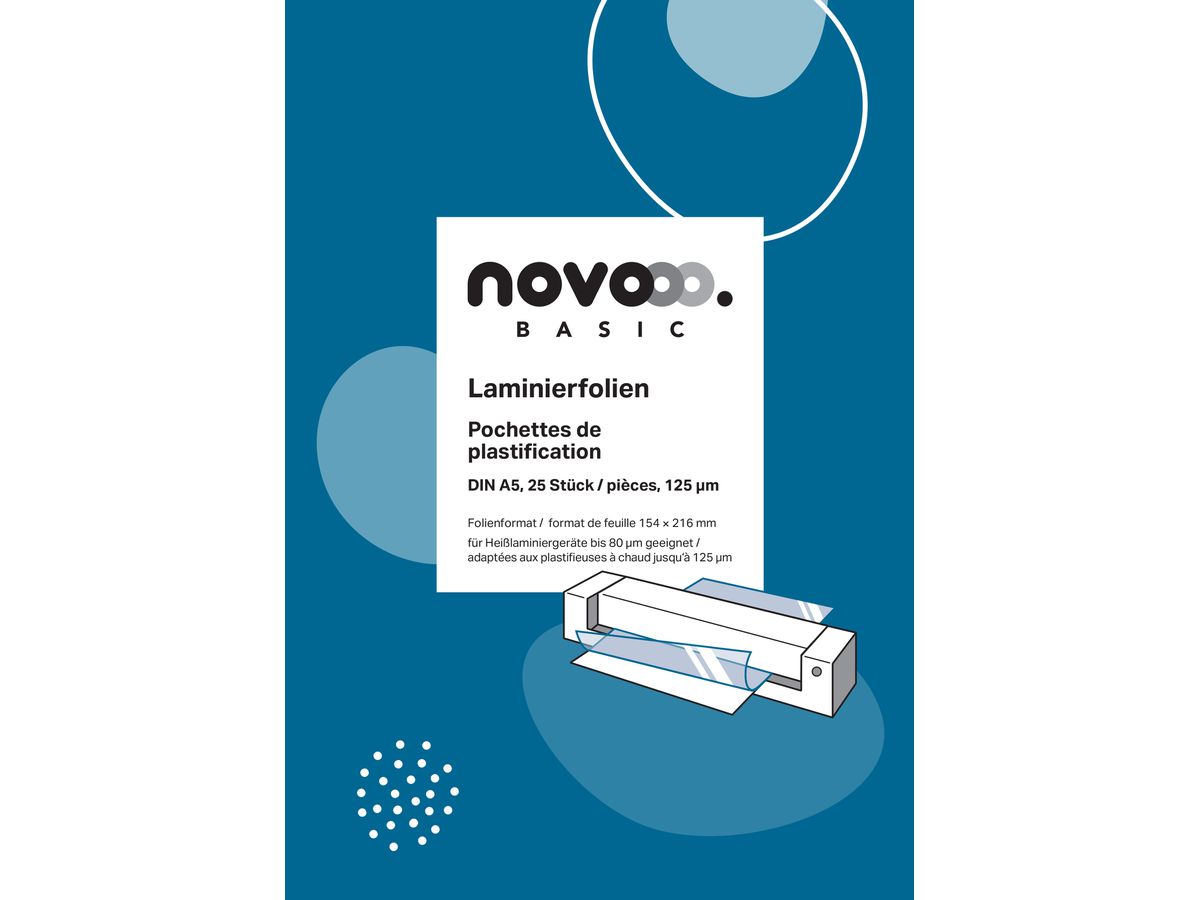NOVOOO Pochettes a plastifier A5 47030000 brillant, 125my 25 pcs. (9010729047898)