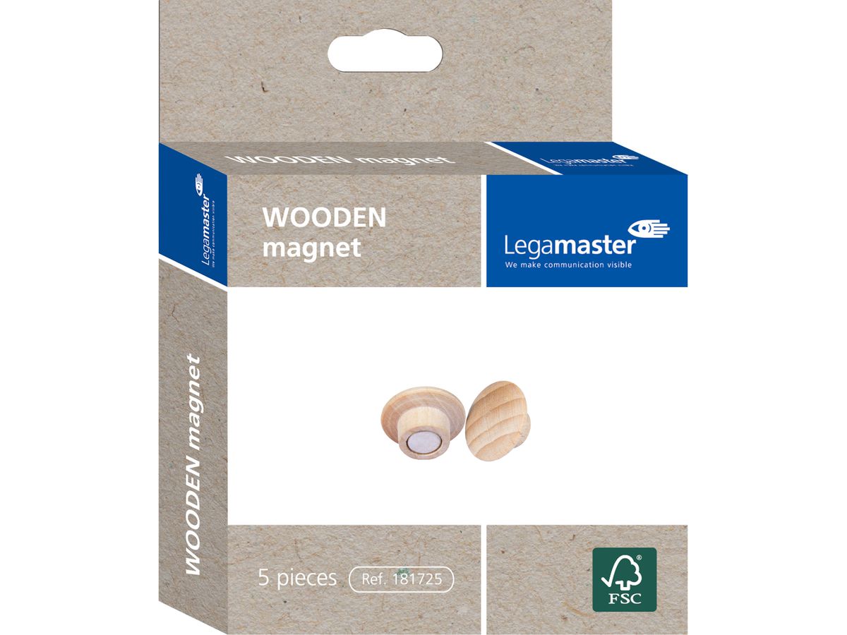 LEGAMASTER Aimant WOODEN 25mm 7-181725 Bois 5 pcs. (8713797095143)