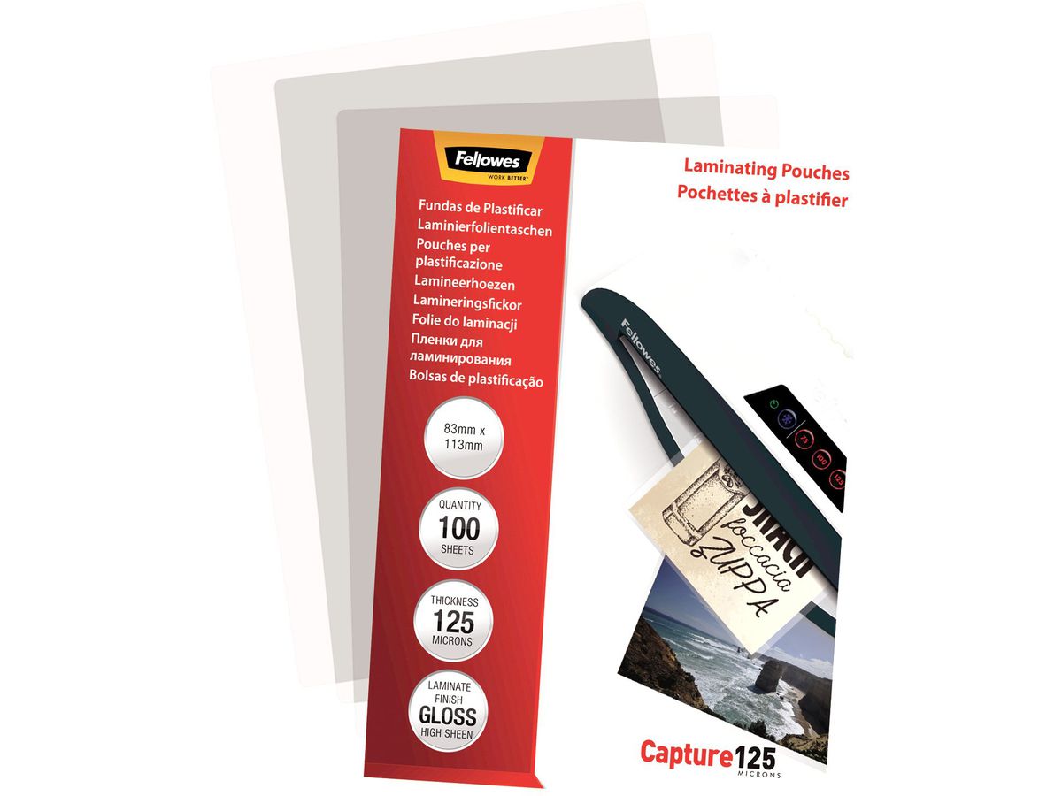 FELLOWES Folientasche 125mic 83x113mm 5307101 glossy 100 Stück (0077511530715)