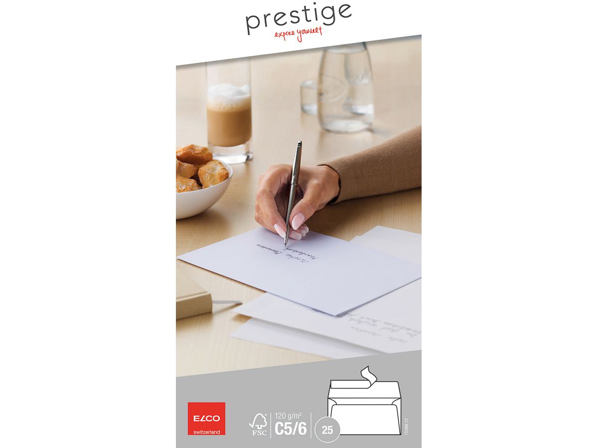 ELCO Briefumschlag Prestige C5/6 70499.12 120g,weiss,o.Fenster 25 Stk. (7610425251500)
