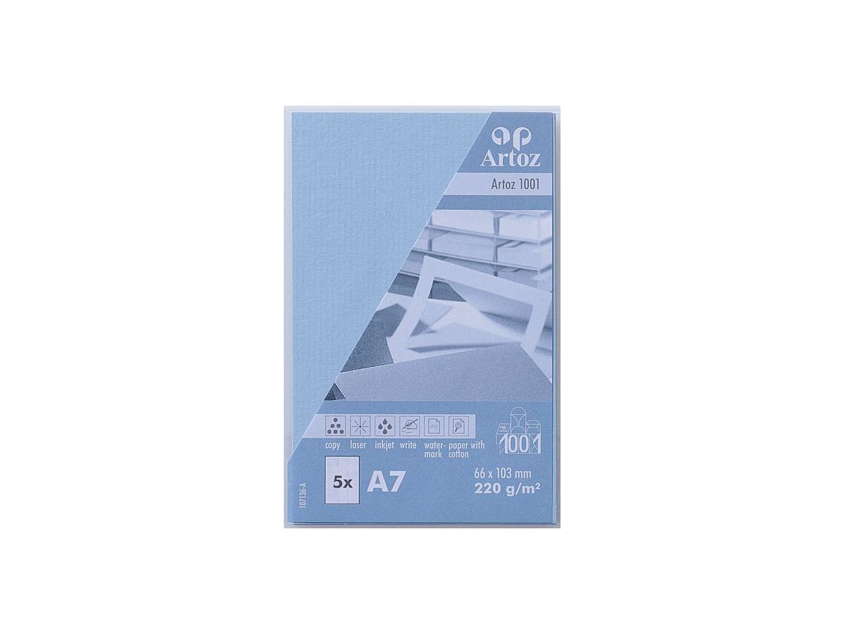 ARTOZ Cartes de visite 1001 A7 107136144 220g, bleu pastel 5 feuilles (7612450244175)
