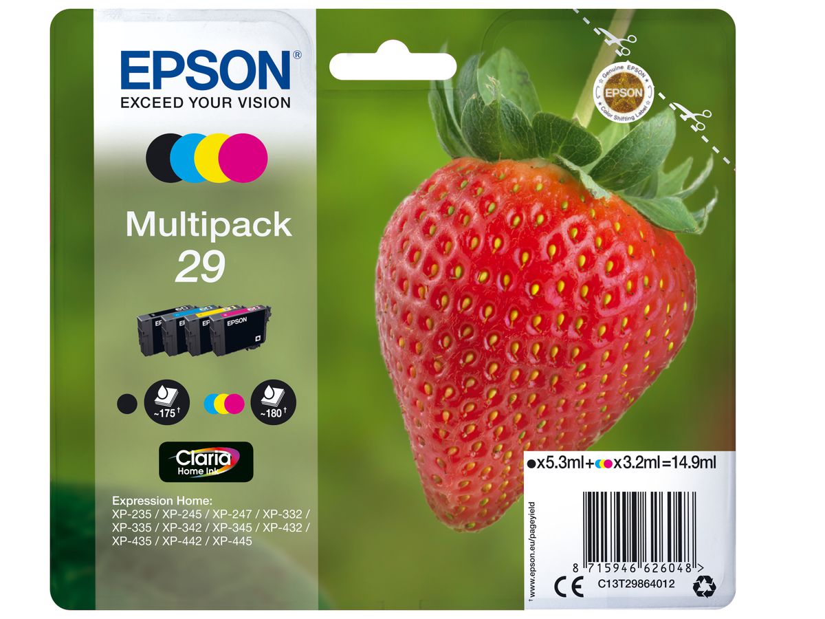 EPSON Multipack Tinte 29 CMYBK T298640 XP-235/335/435 4-color (8715946626048)