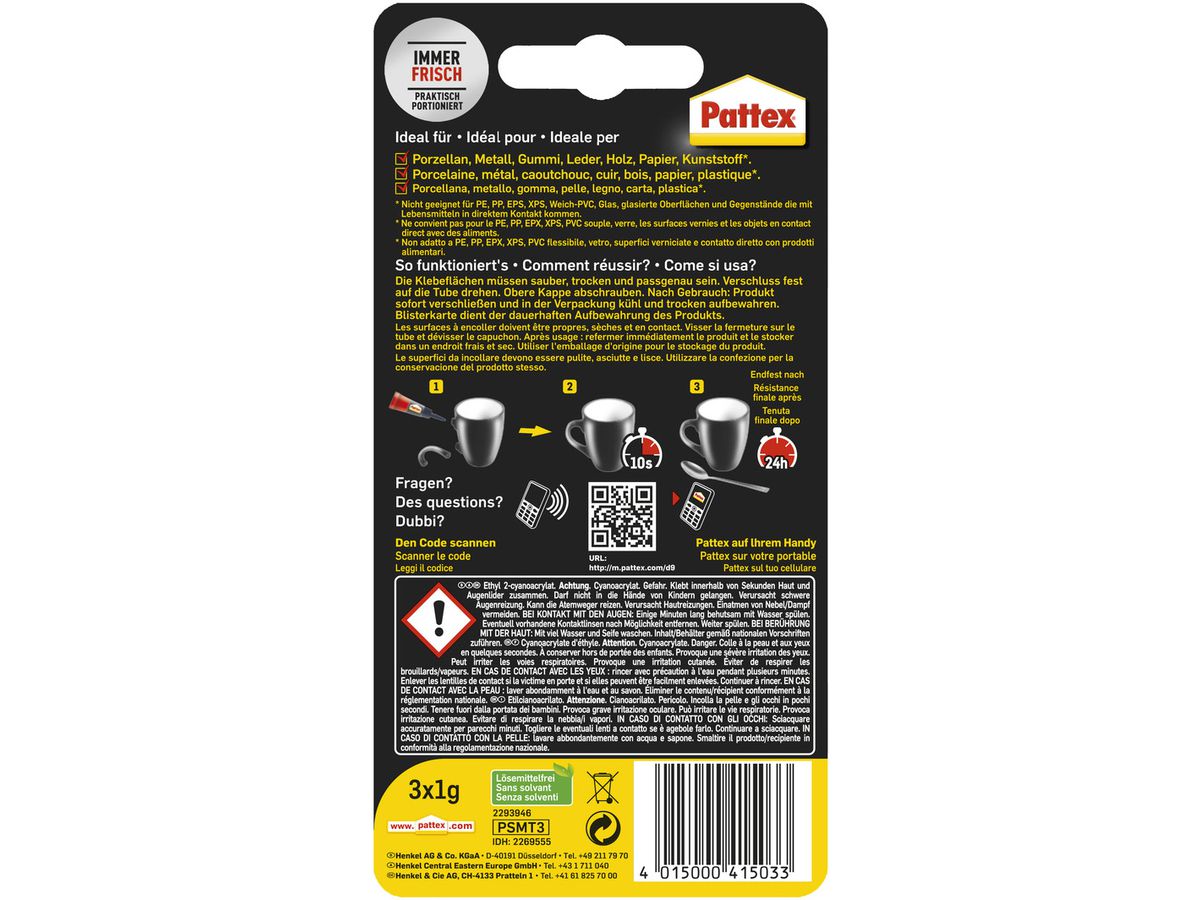 PATTEX Sekundenkleber Mini Trio PSMT3 flüssig 3x1g (4015000415033)