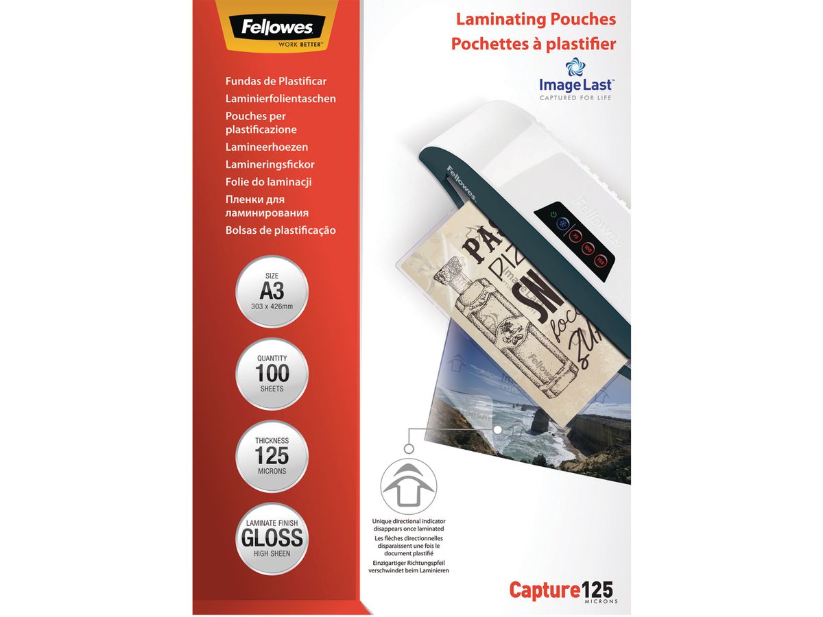 FELLOWES Laminiertasche A3 5307506 glanz, 125my 100 Stk (0077511530753)