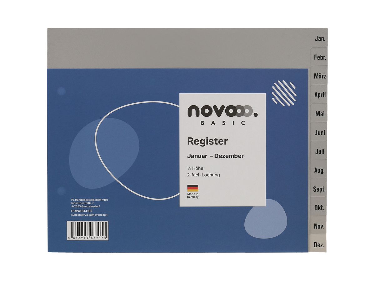 NOVOOO Répertoires PP 1/2 haut 40966 gris Jan-Dez DE (9010729032153)