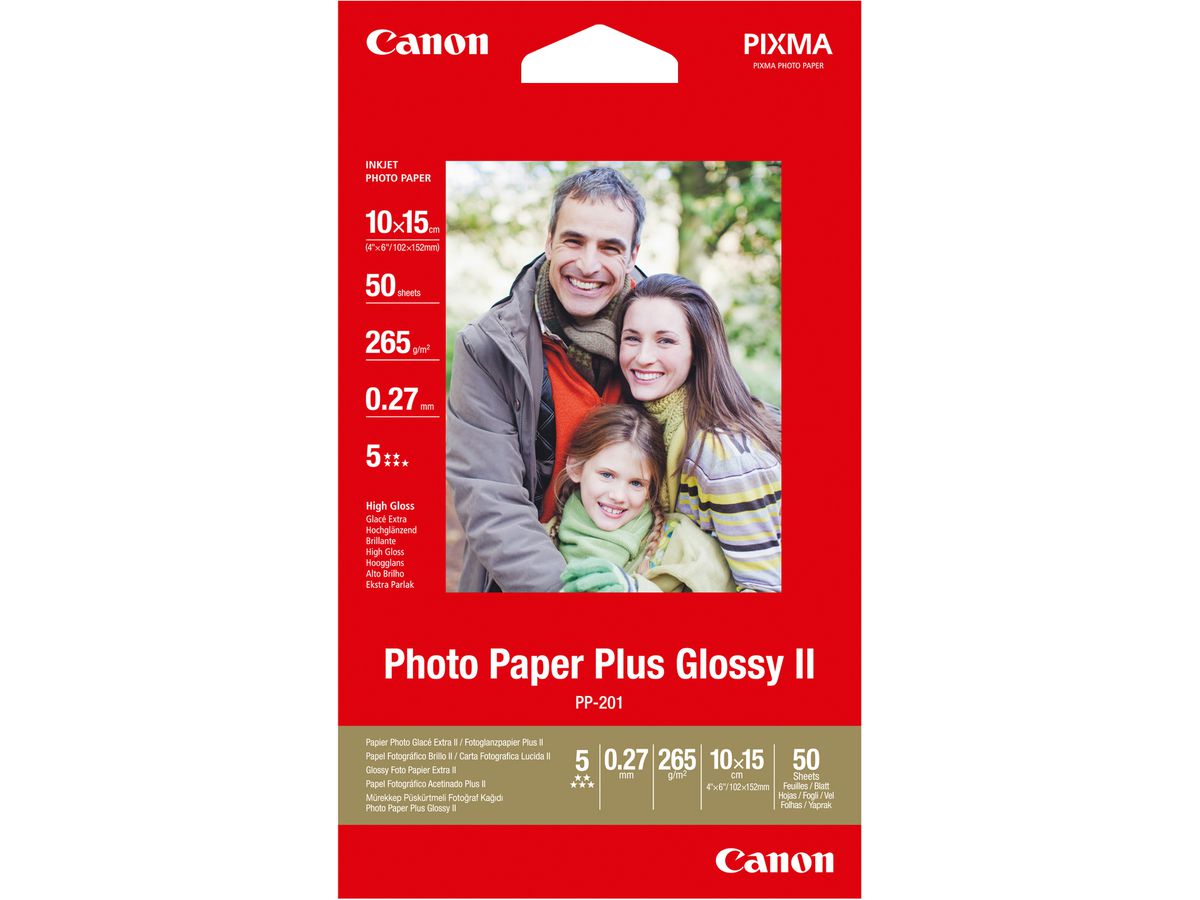 CANON Photo Paper Plus 265g 10x15cm PP2014x6 InkJet glossy II 50 Blatt (4960999484198)