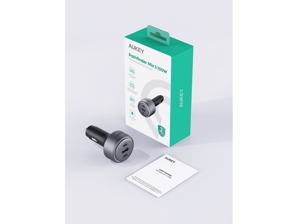 AUKEY Pathfinder PD CarChar. 100W CC-P3 3-Port,USB-A&C (0689323790067)