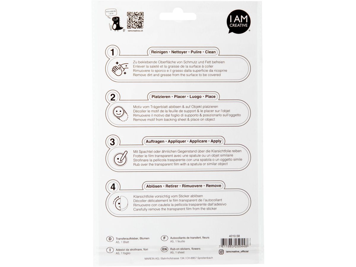 I AM CREATIVE Rub on Sticker A5 4010.58 Fiori (7611983250448)