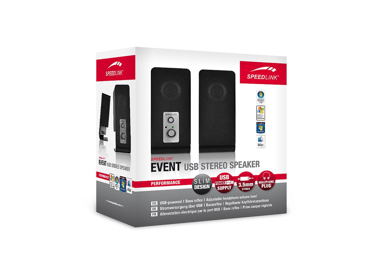 SPEEDLINK USB PC Stereo Speaker SL8004BK Event (4027301955156)