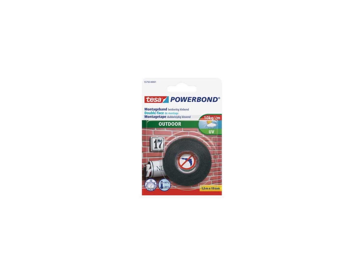 TESA Powerbond Outdoor 19mmx1.5m 557500000 Nastro fissagio, biadesivo (4042448843432)
