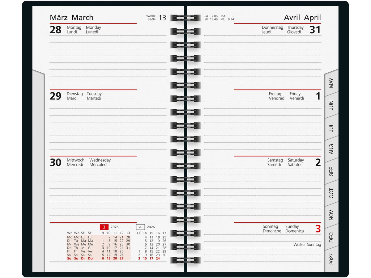 RIDOIDE TA International Wire-O 2026 7017804906.26 1W/2S schwarz ML 8.7x15.3cm (4003273789920)