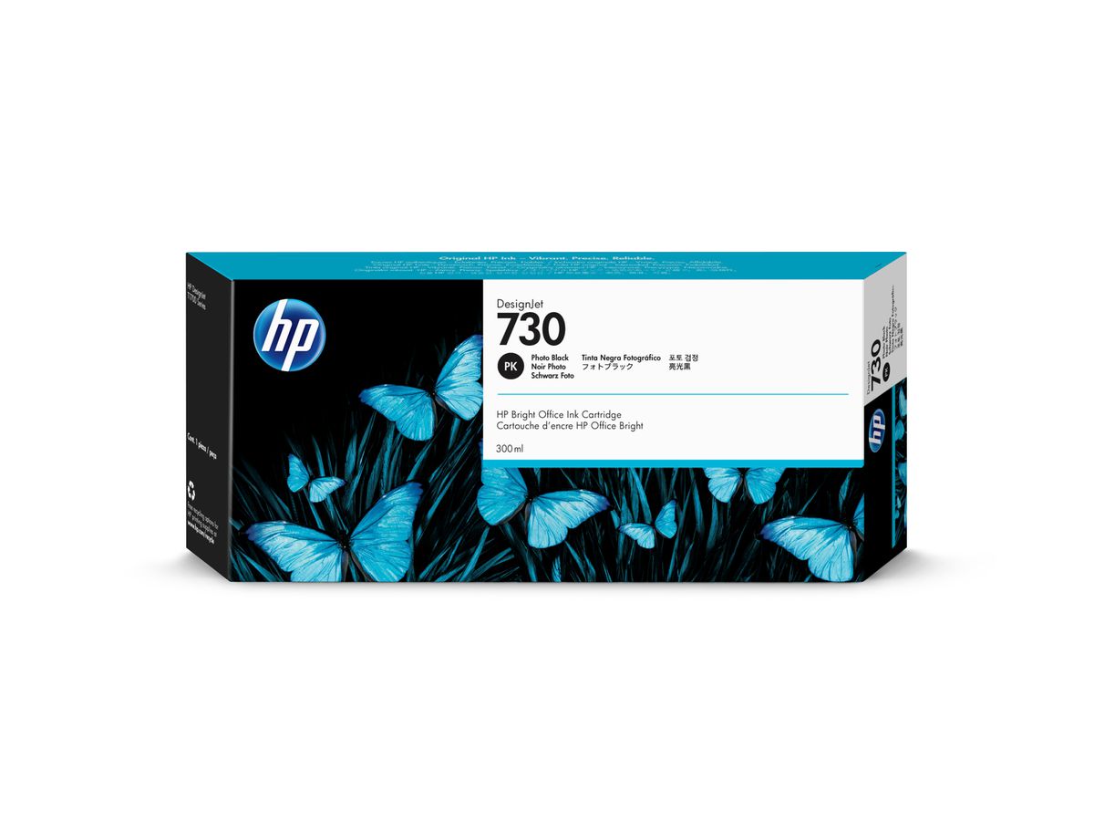 HP Tintenpatrone 730 photo black P2V73A DesignJet T1700 300ml (0190781771319)