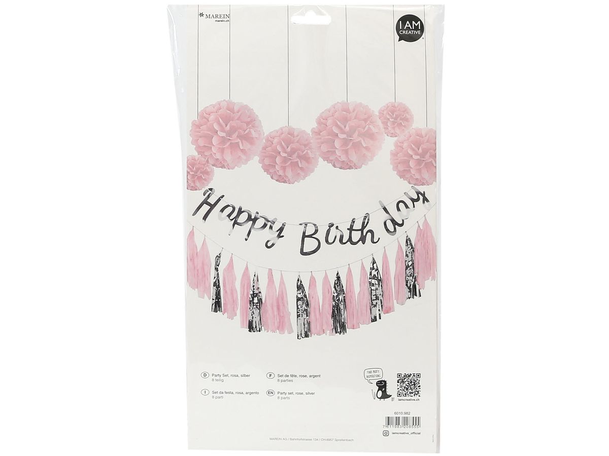 I AM CREATIVE Party Set, rosa, silber 6010.982 8 Stück (7611983208555)