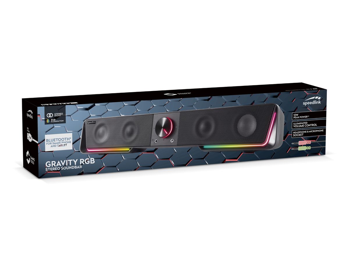 SPEEDLINK Gravity RGB Stereo Soundbar SL-830200-BK Black, Gaming Speaker (4027301813821)