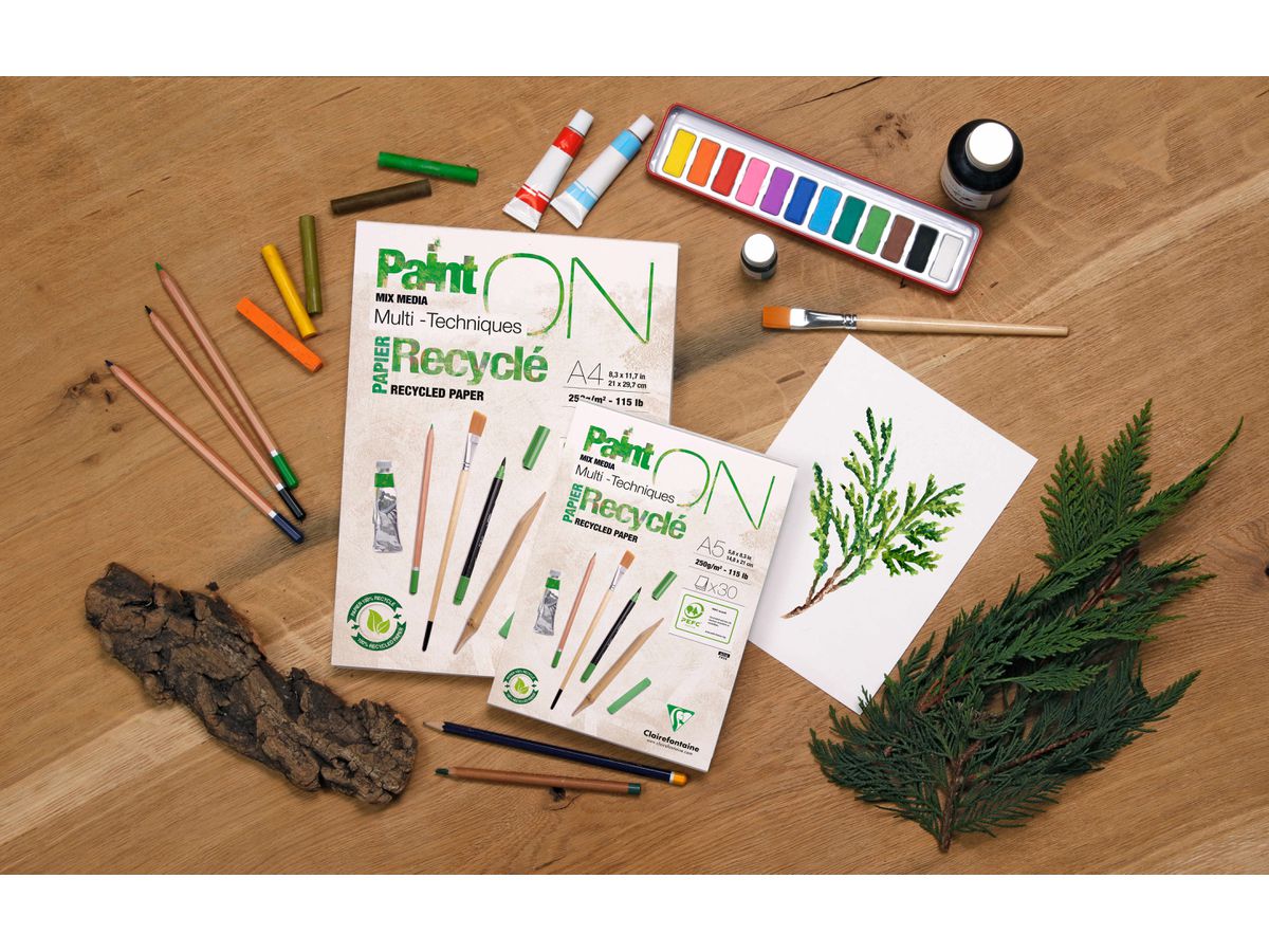 CLAIREFONTAINE Paint'On Block A3 975742C weiss, recycling 30 Blatt (3329689757423)